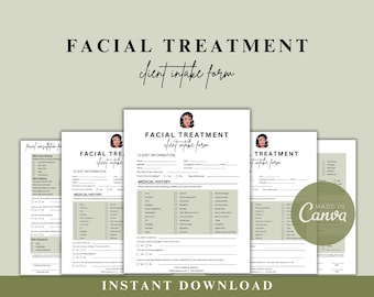 Facial Treatment Forms | Editable Esthetician Templates | Printable Skincare Consent Forms | Facial Consultation Form | Beauty Salon Forms