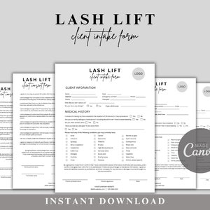 Eyelash Lift Client Consent Forms | Lash Lift | Editable Esthetician Template | Esthetician Business | Instant Download