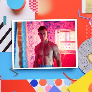 Handsome Male Model Print, Muscular Beefcake, Shirtless Chest, Gay Pride Gift Idea, Gay Men Gift Photo