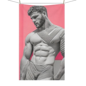 Toalha de chá Bold Gay Renaissance Art - Decoração de corpo masculino - Presente de cozinha gay (algodão, poliéster)