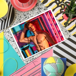 Athletic Hunk Photograph, Muscular Abs, Shirtless Handsome Male, Gay Pride Gift Idea, Gay Men Gift Photo