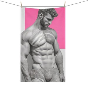 Pano de prato gay inspirado no Renascimento - Beleza masculina artística - Cozinha gay (algodão, poliéster)