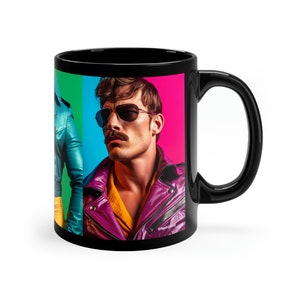 Gay Leather Man Coffee Mug - Gay Pride Coffee Mug - Bold and Stylish LGBTQ+ Drinkware - Gay Pride Cup - 11oz Black Mug