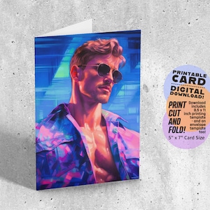 Tarjeta de papá musculoso descargable - Tarjeta de felicitación de hombres gay imprimible - Regalo del orgullo LGBTQ - Descarga instantánea - Idea de regalo de hombres gay