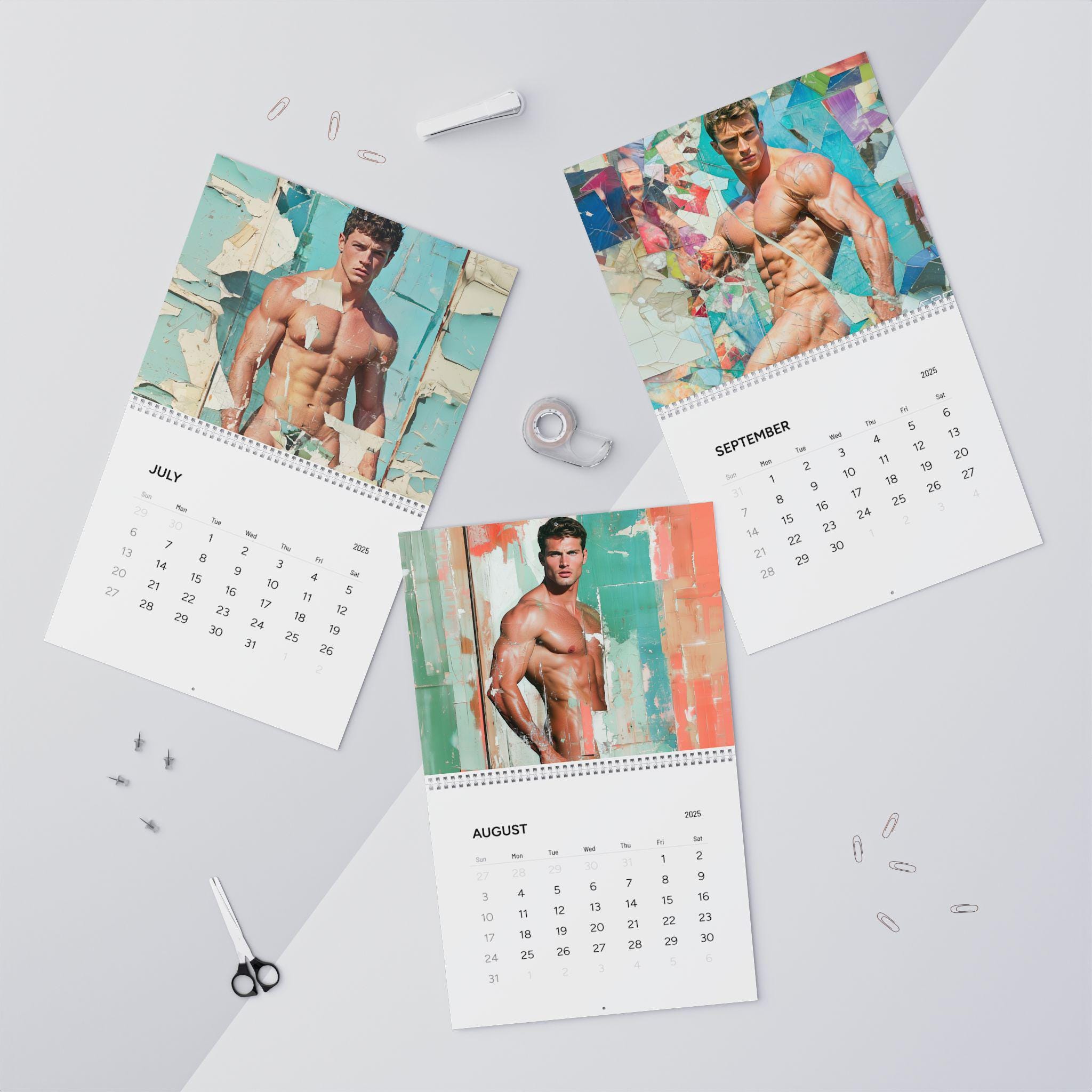 Muscle Guy 2025 Calendar Beefcake Wall Calendar Hot Guy Art Gift