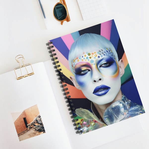 Spiral Bound Notebook with Gay and Surreal Faces - Queer Art Spiral Notebook - Ruled Line