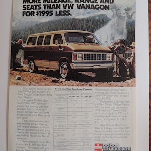 1982 Dodge Mini Ram Passenger Van Full Page Color Print Ad