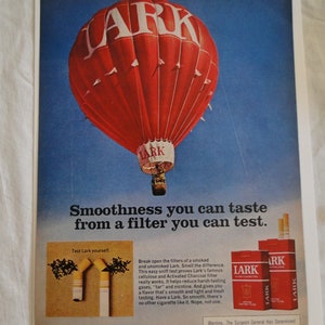 1974 Lark Filter Cigarettes Full Page Color Print Ad