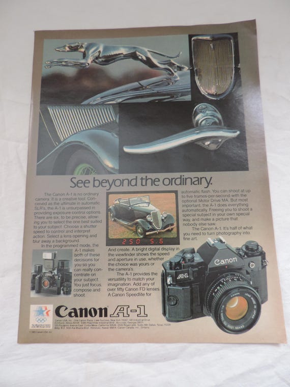 1983 Canon A-1 Film Camera Full Page Color Print Ad - Etsy