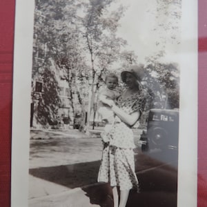 1920s Vintage Black & White Photo of Woman and Child Near Street
