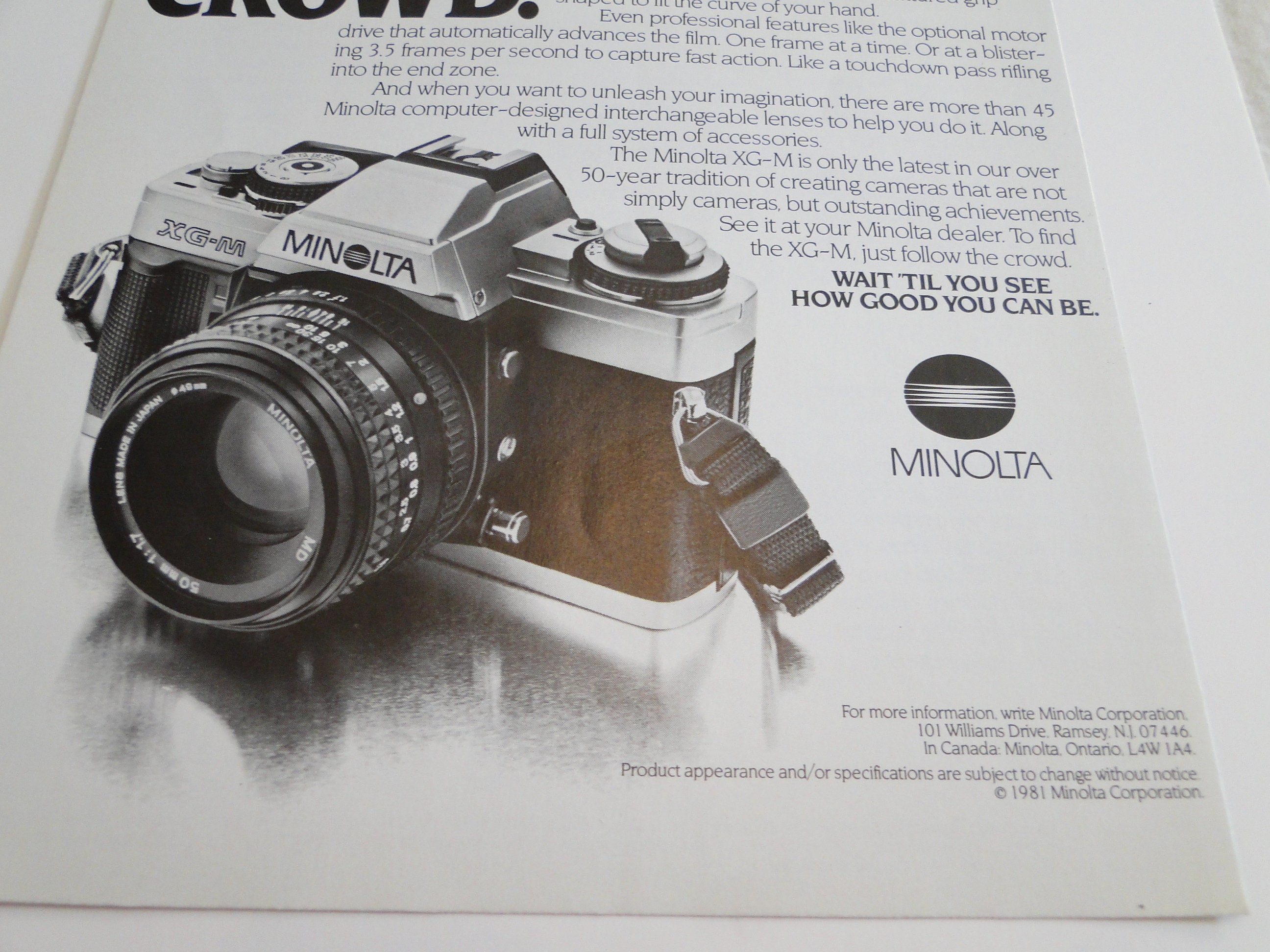 1981 Camera 1981 Minolta XG-M 35mm Film Camera Full Page Print Ad - Etsy
