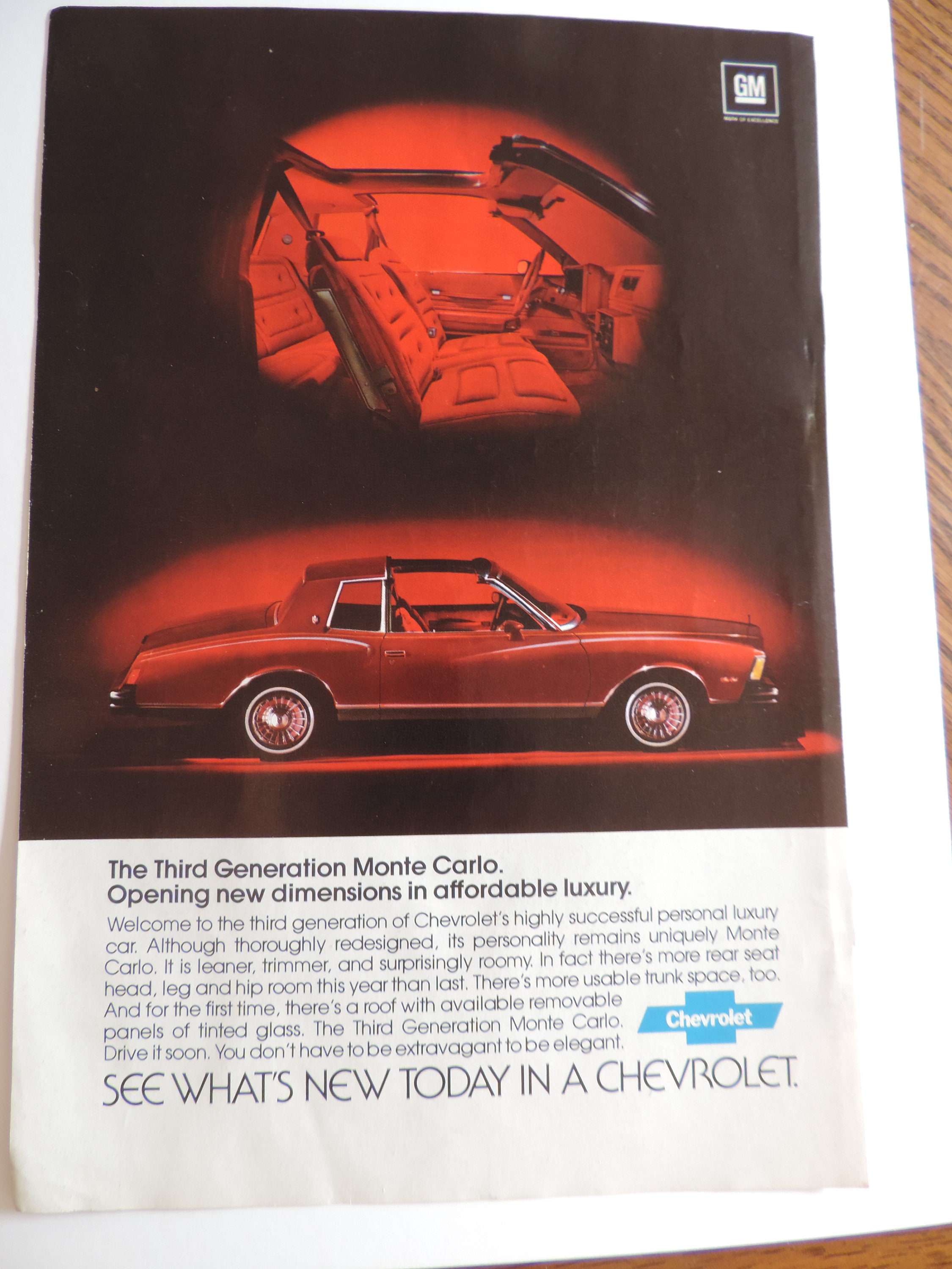 1978 Chevrolet Monte Carlo Full Page Color Print Ad - Etsy