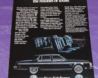 1978 Oldsmobile Ninety-eight Regency Sedan Full Page Color Print