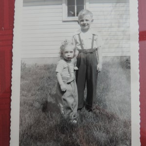 1930s Vintage Black & White Photo of a Little Boy and a Little Girl