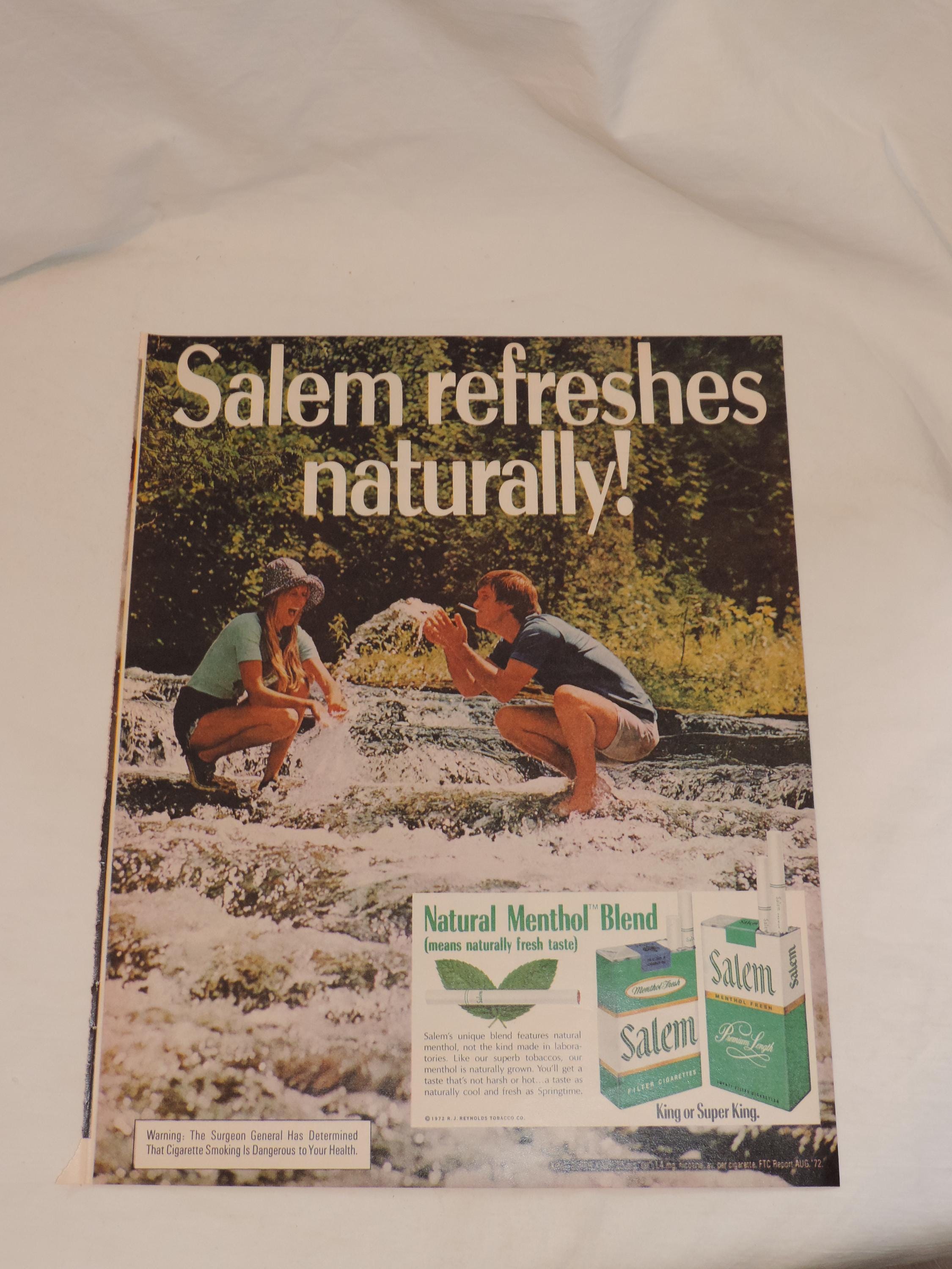 1972 Salem Menthol Blend Cigarettes Large Format Full Page Color Print  Advertisement