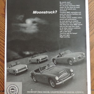 1962 British Motors Corp - MOONSTRUCK - Sprite, MG, Austin Healey Full Page Print Ad