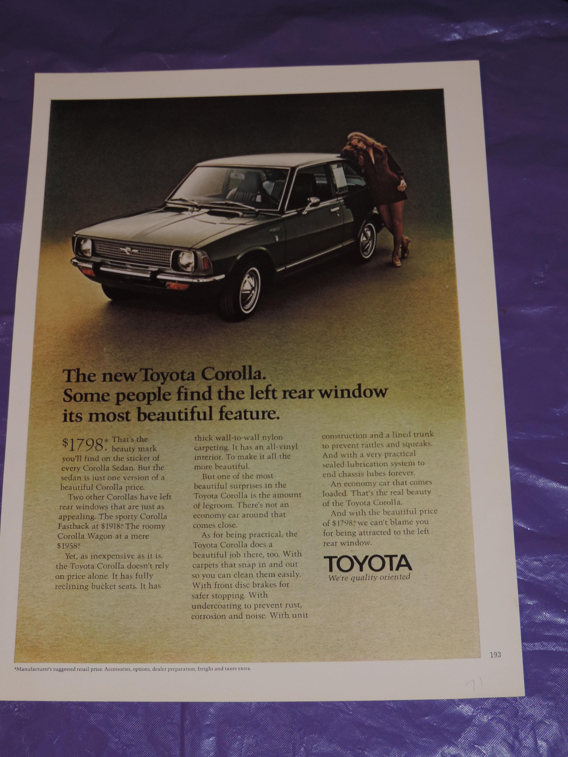1971 Toyota Corolla Sedan Full Page Color Print Ad - Etsy