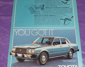 1977-1/2 Toyota Corona 4-door Sedan Deluxe Full Page Color Print