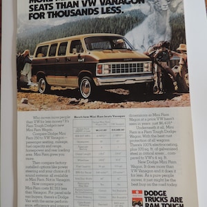 1981 Dodge Mini Ram Passenger Van Full Page Color Print Ad