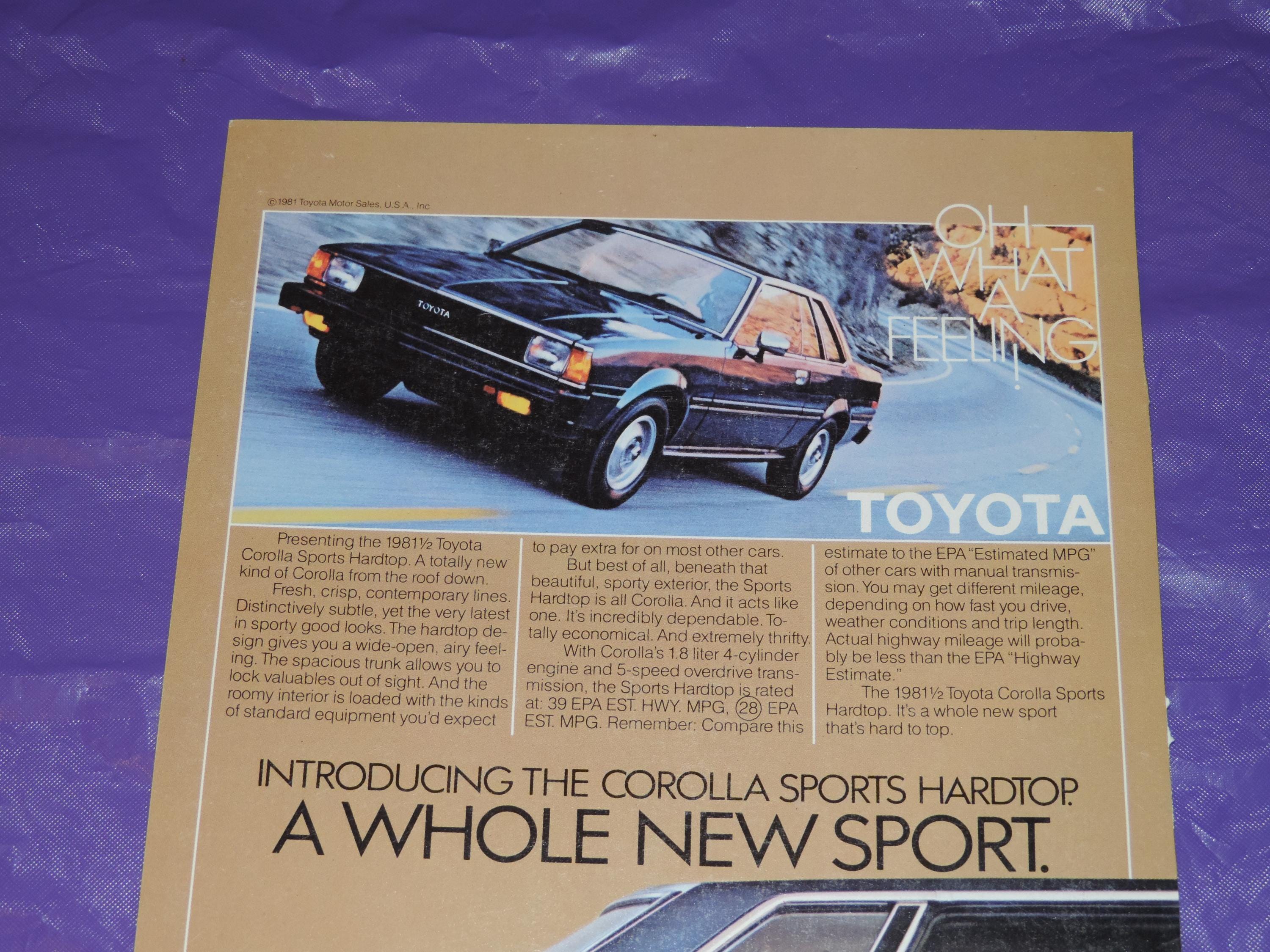 1981 Toyota Corolla Sports Hardtop Full Page Color Print Ad - Etsy