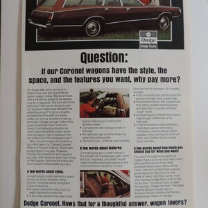 1971 Dodge Coronet Station Wagon Full Page Color Print Ad