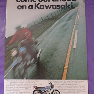 1972 Kawasaki 750cc Mach IV Motorcycle Full Page Color Print Advertisement