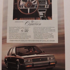 1982 Cadillac Cimarron Sedan Full Page Color Print Ad