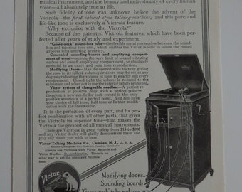 1915 Victor Talking Machine - Victrola / Old Hampshire Bond Full Page Print Ad