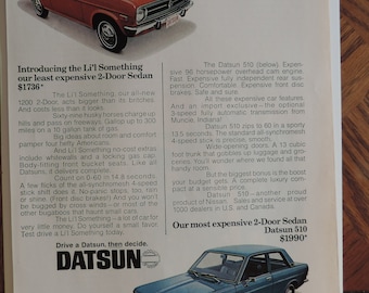 1971 Datsun 1200 & 510 2-Door Sedans Full Page Color Print Ad