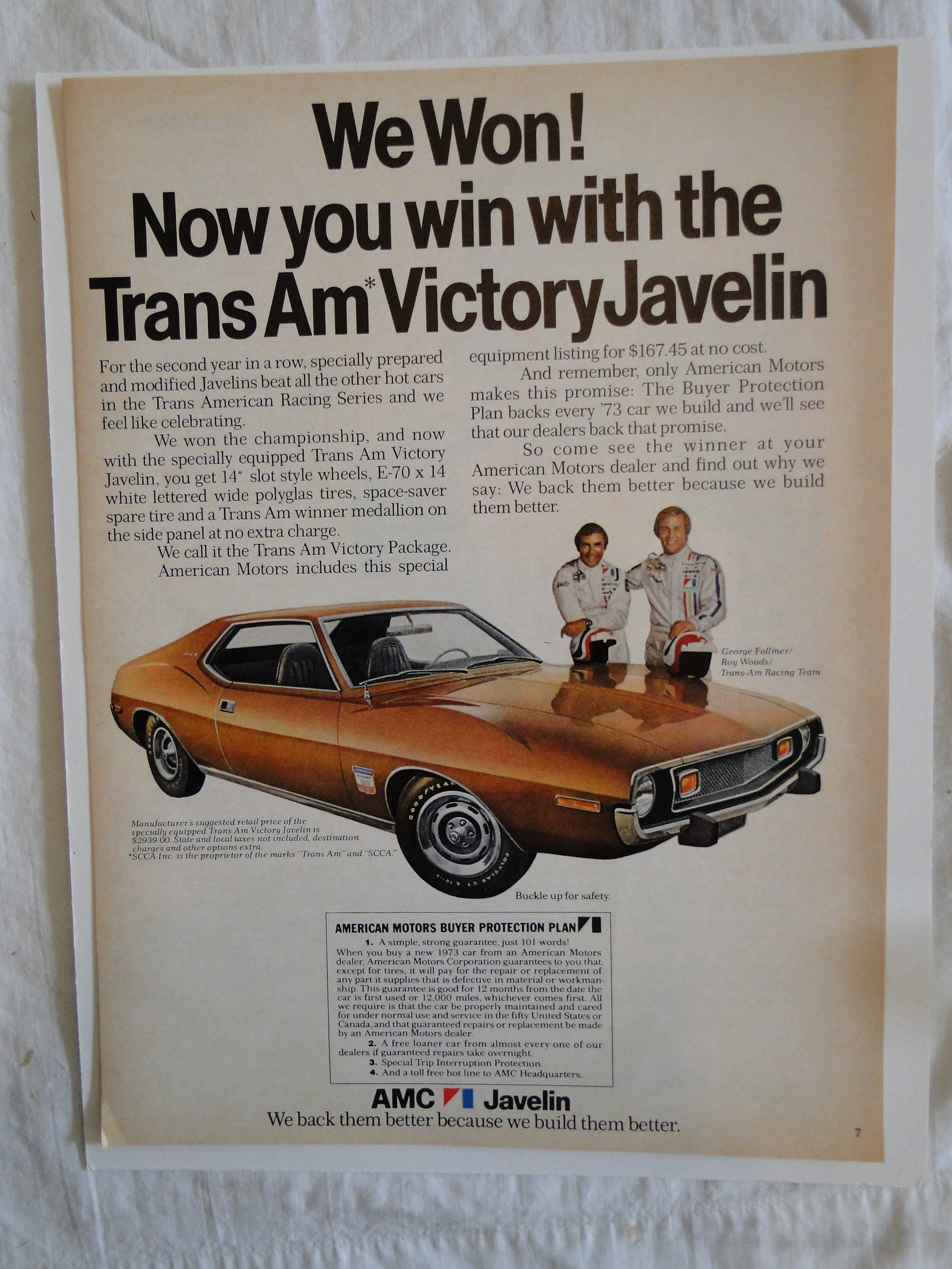 1973 AMC Javelin Full Page Color Print Ad - Etsy