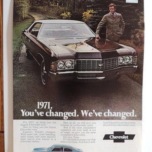 1971 Chevrolet Caprice Sedan Full Page Color Print Ad