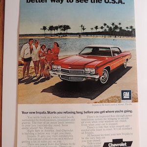 1972 Chevrolet Impala Hardtop Coupe Full Page Color Print Ad