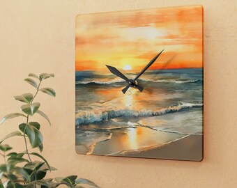 Coastal Sunset Acrylic Wall Clock