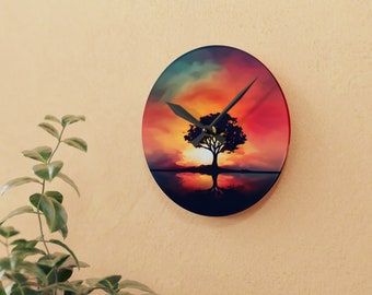 Twilight Reflections Acrylic Tree Wall Clock