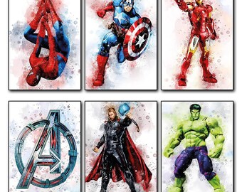 Vintage Super Hero Fridge Magnets - Set of 6 Large Glossy Magnets