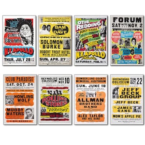 Juego de 8 imanes decorativos para el refrigerador con carteles de música blues y soul de los años 60 y 70, n.º 4