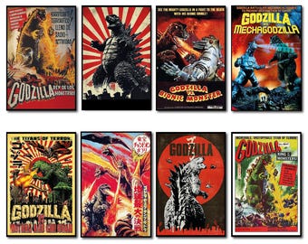 Imanes para nevera con póster vintage de la película Godzilla (juego de 8)