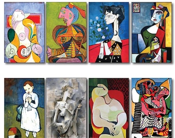 Vintage Pablo Picasso paintings fridge magnets Surrealism Spanish art set of 8 magnets
