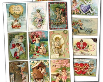 Adesivo de ciclismo vintage vitoriano com decoupage de querubins - decalque de decoupage nº 1