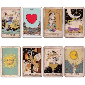 Set di 8 magneti da frigo con carte dei tarocchi vintage, sottili e decorativi, n. 2