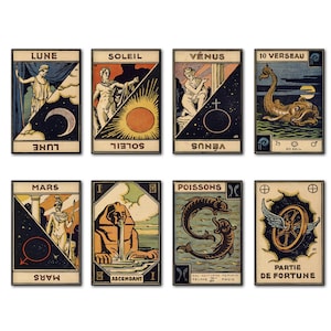 Aimants pour réfrigérateur vintage Tarot, lot de 8 aimants décoratifs rétro fins pour cartes de tarot n° 4