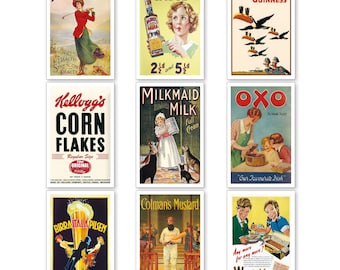 Lot de 9 aimants vintage rétro pour réfrigérateur