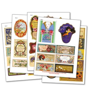 Vintage etiketten parfumflesjes en toiletartikelen 40 mat DIY Arts Crafts retro STICKERS