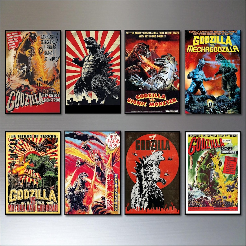 Vintage Godzilla Film Poster Fridge Magnets - Set of 8 - Etsy