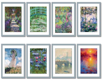 Imanes para nevera de Monet Art: Juego de 8 imanes de pintura impresionista
