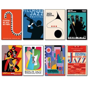 Juego de 8 imanes decorativos para el refrigerador con carteles musicales del festival de jazz de los años 60 y 70, n.º 5