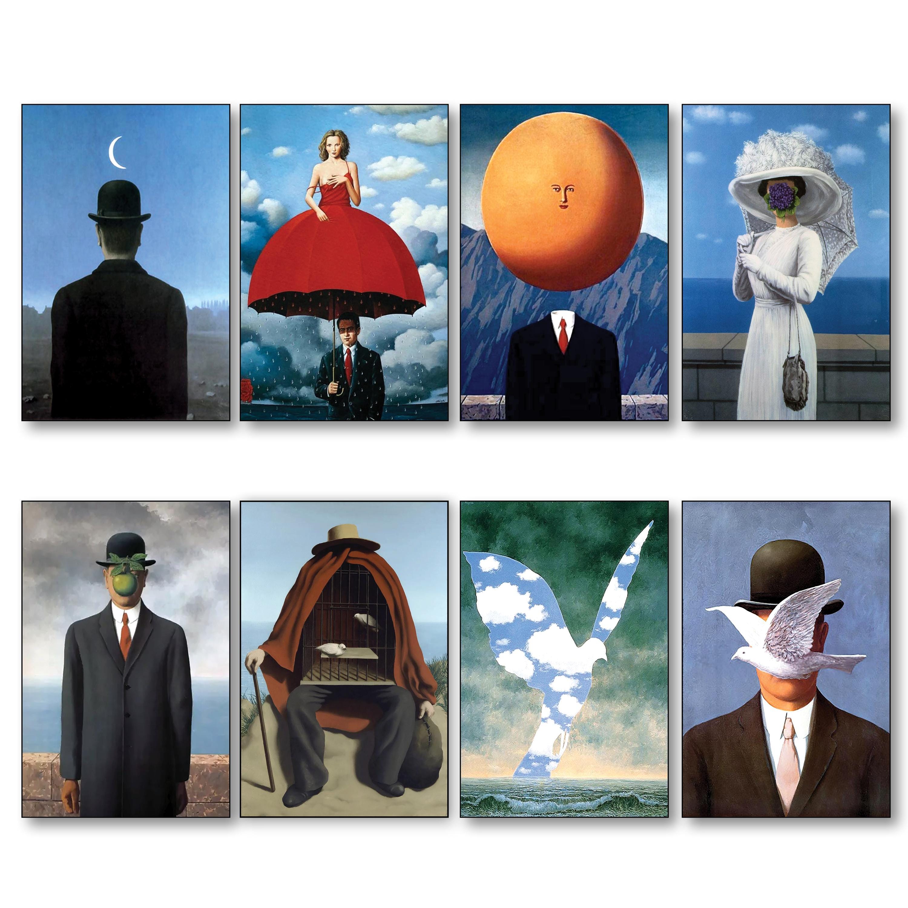 Vintage René Magritte Paintings Fridge Magnets Surrealism Art Set