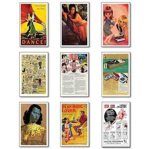 9 Kitsch Vintage Retro Kitsch Poster Fridge Magnets - Shabby, Chic, Pop Art magnets