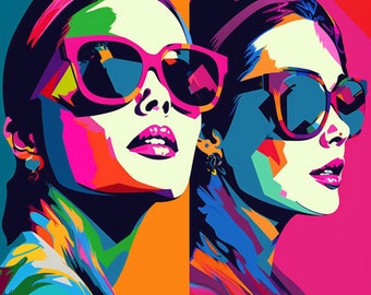 Pink Glasses, Printable Wall Art, Digital Prints, Wall Art, Digital Art Print, Art Print, Pop Art