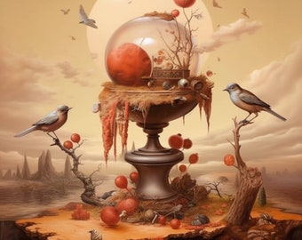 Surreal still life Bird, Printable Wall Art, Digital Prints, Wall Art, Digital Art Print, Art Print